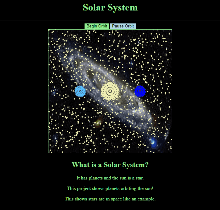Solar System in real Javascript